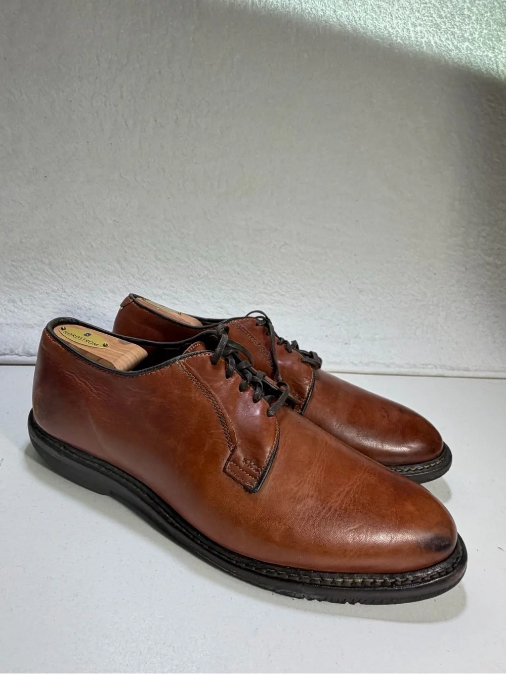 Allen Edmonds Men’s Brown Leather Plain Toe Derby Rubber Sole Shoes Size 10